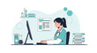 © Victor - Illustration depicting a medical professional using a computer in a healthcare setting