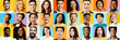© Prostock-studio - A collection of smiling individuals fills the space with bright colors in the background. Each person shows a joyful expression, highlighting diversity in looks and styles.