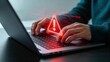 © Aiden - Cybersecurity threat alert on laptop screen hacker attack warning data breach concept digital privacy protection online security risk computer virus detection system error notification