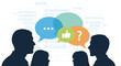 © Quensha - People talking in a group discussion.