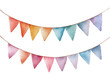 © mihnea - single string of watercolor party bunting with soft colors isolated on white background