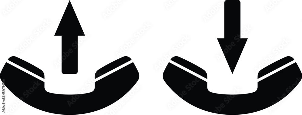 outgoing and incoming call icons, phone symbols with arrows Stock ...