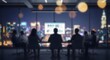 © Rina - Blurry office meeting background with silhouettes of people in a modern conference room setting