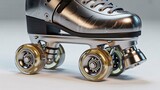 Futuristic roller skate with metallic design and advanced wheels isolated on clean background for sport concept