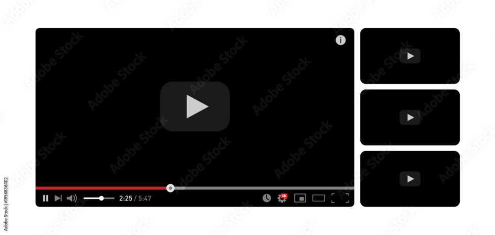 Online video player concept template for web and mobile apps flat style ...