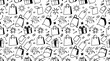 © Baba - Fun Seamless Shopping Pattern in Black and White