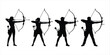 © Ariful - Silhouettes of four archers drawing bows on a white background archery arrow