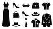 © Bristy - Black silhouettes of various fashion items including clothing shoes and accessories