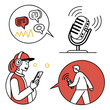 © Atiar - Colorful of people listening to podcasts headphones