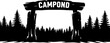 © Enamul - Vector illustration of a campground entrance gate with trees