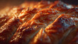 © Nad - A close-up of golden-brown, flaky puff pastry layers, freshly baked with a crispy, buttery texture and warm, inviting glow