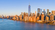 © Volodymyr - NYC aerial cityscape at dusk. New York City Hudson skyline at dusk. New York dusk metropolis. NYC panoramic view of Lower Manhattan skyline. New York City aerial skyline at dusk.