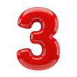© MSTSELINA - A glossy red number three rendered in 3d isolated on transparent background