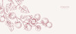 © merfin - Background with tomatoes brunch and leaves. Detailed hand drawn ink illustration for template layout design, brochure or cover for food card or menu