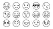 © Ahmad - A collection of various emoticon faces arranged in rows on a white background with a simple line drawing style.