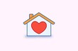 © Westend61 - Minimalistic house icon with heart symbol on pastel background