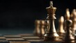© Shah Zain - A close-up view of a chessboard with a gold queen piece standing prominently in the foreground.