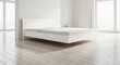 © Ahmad - Sleek White Minimalist Bed Frame with Comfortable Mattress in a Bright Modern Bedroom Setting