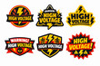 © IJ-studio - High voltage warning signs and danger labels set featuring electricity hazard symbols, skulls, and lightning bolts