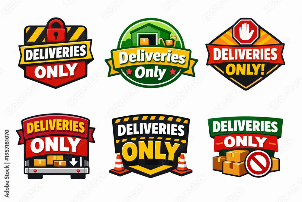 Deliveries only sign collection for shipping, logistics, warehouse, and ...