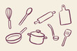 © Victoria - Kitchen utensils doodle icon set vector illustration