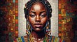 © MIAN - A vibrant mosaic portrait of a beautiful African woman with braids