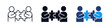 © icons gate - Teamwork puzzle icon set. Two people connecting jigsaw pieces for collaboration, partnership, solution, problem solving and collaboration symbols. web vector icons