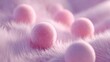 © Rauf - Abstract composition of soft pink spheres on fluffy surface, minimal design.