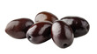 © Paula - Five delicious ripe black olives, glossy and smooth texture, healthy Mediterranean food ingredient