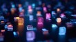 © Oleh - Glowing abstract digital document icons and file folders scattered across a dark background depicting secure cloud storage. Big data management. And internet networking in a modern futuristic concept