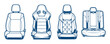 © MintPixel Lab - Automobile seat variety including racing bucket and standard passenger in vector