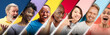 © master1305 - Diverse group of people portraits in diagonal colorful panels banner. Concept of diversity, inclusion, global audience targeting, marketing segmentation and multicultural communication.