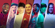 © master1305 - Diverse people portraits in diagonal colorful panels for modern marketing banner. Concept of global audience targeting, inclusive branding, digital campaigns and corporate communication design.