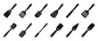 © Sophia - Spatulas kitchen utensils icons set, essential cooking tools collection for culinary preparation and serving food in various forms.