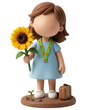 © Esther Hildebrandt - Ein junges Mädchen das in der Hand eine Sonnenblume und ein grünes Band als Symbol trägt