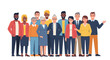 © Hardy - Diverse Group of Happy People Standing Together - Community, Inclusion, and Teamwork Illustration