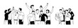 © Olena - Vector illustration of happy people, friends, men and women. Team, selfie, game. Friendship concept. Diversity of people, isolated