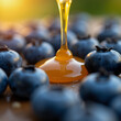 © Oleg_Yakovlev - Organic Blueberries and Natural Honey Healthy Food Photography. Generative ai.