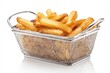 © Leonora - Golden french fries in wire basket isolated on white background