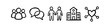 © Nort Kor - Set of hand-drawn icons representing community, communication, teamwork, and social connection. Minimalist black doodle style on a white background, ideal for social and non-profit themes.
