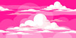© Annas - Cute pink sky illustration with cloud bubbles. Nature scenery theme