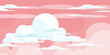 © Annas - Cute pink sky illustration with cloud bubbles. Nature scenery theme