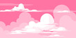 © Annas - Cute pink sky illustration with cloud bubbles. Nature scenery theme