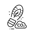 © MstMinara - Carbon Footprint Tracking Icon, Minimalist Black Line Vector Illustration of a Footprint with a Leaf and CO2 Cloud on White Background, Representing Environmental Impact and Eco-Friendly Living.