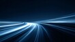 © YOUR - Bright blue light trails curve across a dark digital highway