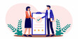 © PabanBiswas - Successful business deal confirmed with a handshake and checkmark illustration
