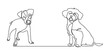 © Максим Зайков - Continuous one line dog outline art pet animal puppy illustration silhouette. Dog one line outline abstract doodle logo drawing sketch linear icon happy dachshund simple white background cute walk.