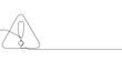 © Максим Зайков - Continuous one line exclamation caution stop sign attention danger alert mark icon. Exclamation hazard one line point risk safety illustration important road triangle mistake error outline alarm mark.