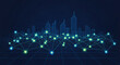 © Saeed - Glowing network connections with city skyline background at night representing technology and urban infrastructure