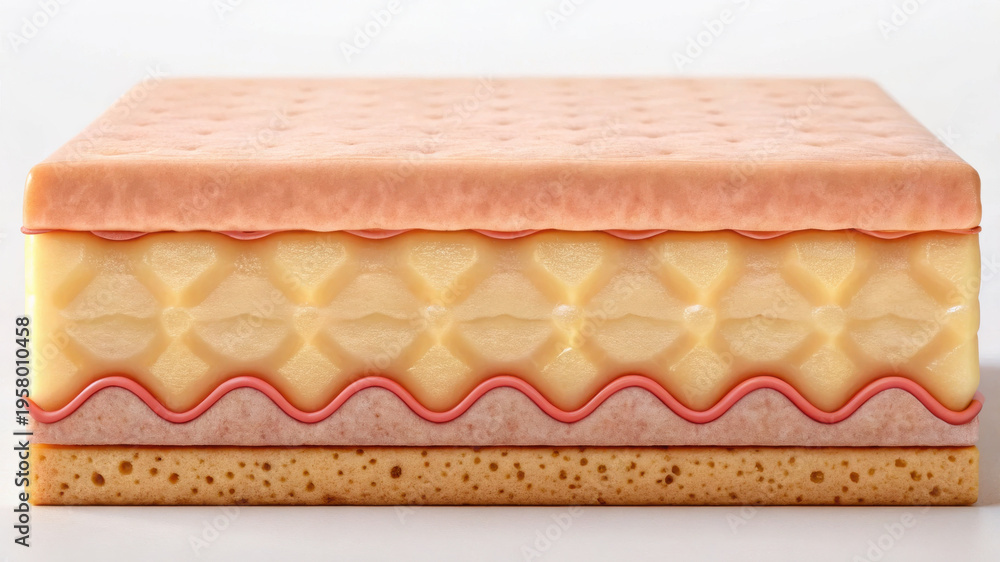 Subcutaneous fat layer anatomy shows skin texture above fat and muscle ...